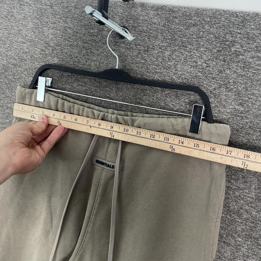 Fear Of God Essentials Pants Mens Medium Beige Fleece Sweatpants Joggers Logo - Picture 4 of 11